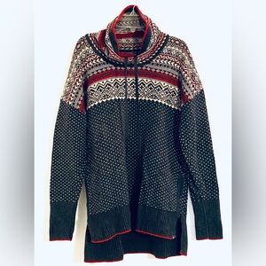 Eddie Bauer Black and Red Cowl Neck Sweater